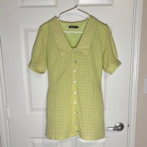 Nasty Gal Green Gingham Button Front Mini Cottagecore Spring Dress